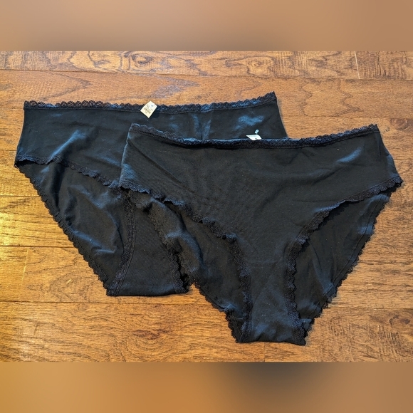 Maurice hipster cotton panties with lace- Black 1x NWT - Picture 1 of 7
